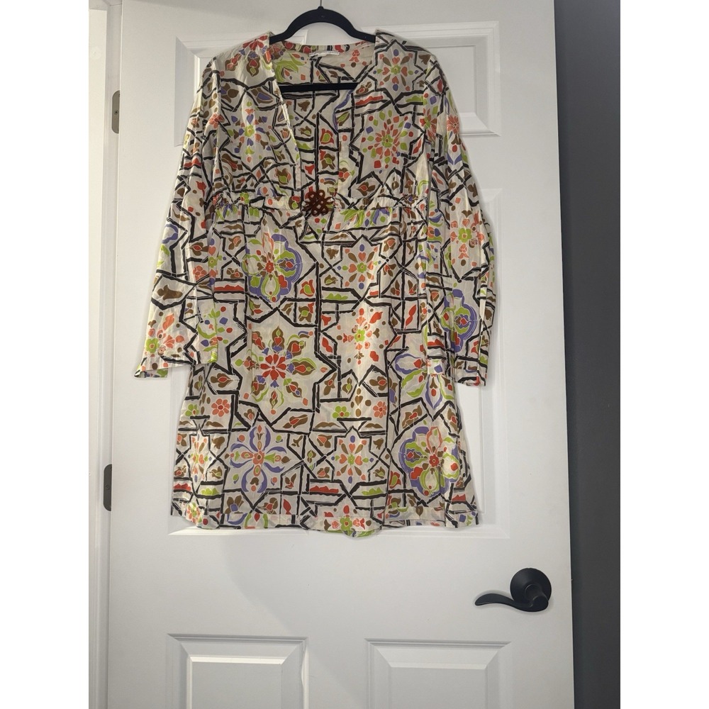 Diane Von Furstenberg Sporty Linen Kleio Suit Cover Up Dress Medium Multicolor